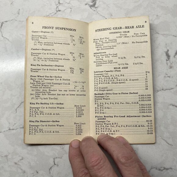 Ford 1949 1950 Service Specifications For Passenger Cars and F Series Trucks - Picture 9 of 9